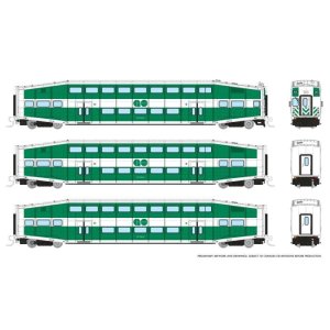 Rapido 546013 - N Bilevel Commuter Car -  Go Transit (Toronto) - (Set #1) - (Cab: 205 Coaches: 21...