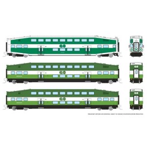 Rapido 546016 - N Bilevel Commuter Car -  Go/Metrolinx (Toronto) - (Set #1) - (Cab: 255 Coaches: ...