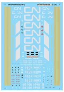 Microscale 601073- N Scale Railroad Decal Set -Canadian National - CN -- SD70I Diesel Locomotives...