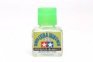 Tamiya Paints 87182 Liquid Plastic Cement - Extra Thin - 1.4oz 40mL Quick Setting - Glue 