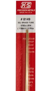 K&S Engineering 8149 All Scale - 1/16 inch OD Square Brass Tube 0.014inch Thick x 12inch Long (2 ...