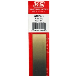 K&S Engineering 8243 All Scale - Brass Strip - 12inch x 3/4inch x .032inch 