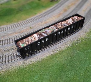 Otter Valley Railroad 6400 - HO NSC 64 Ft 6400 CuFt Scrap and Trash Gondola - Car with Load - Tra...