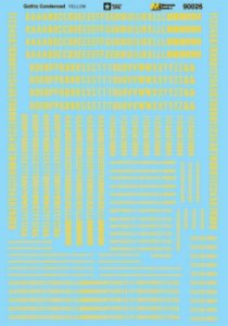 Microscale 90026 - HO Alphabets - Condensed Gothic - Yellow - Waterslide Decals