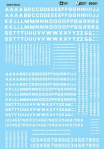 Microscale 90051 - HO Alphabets - Block Gothic - White - Waterslide Decals