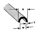 Plastruct 90174 Butyrate Half Round Profile 3/8 (3 pcs pkg)