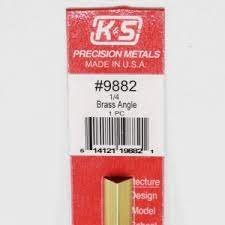 K&S Engineering 9882 All Scale - 12inch Long Brass Angle - 0.014inch Thick x 1/4 inch Leg Length 