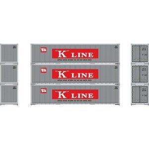 Athearn 63393 - HO 40Ft Smooth Side Containers - K-Line KKLU #1 (3pkg)