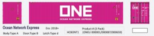 Aurora Miniatures HCBONT1 - HO 40Ft Hi-Cube Dry Containers - Ocean Network Express (ONE Pink) (3p...