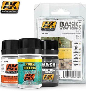 AK Interactive 688 BASIC WEATHERING SET - 3 Bottles - 35ml each