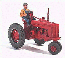 GHQ 60001 - HO Farm Machinery -- "Red" Super M-TA Tractor with Farmer Figure - Kit