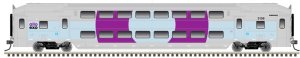 Atlas 50006633 - N Scale Multi-Level Commuter Coach Trailer Montreal EXO 'Patched - Purple' #3136