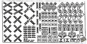 Blair Line 1 - N Scale Highway Signs -- Railroad Signs (1900-Present; black, white)