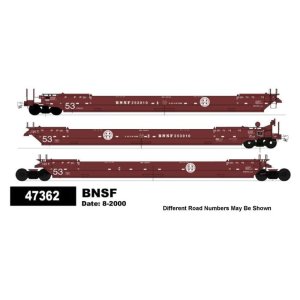 InterMountain 47362-10 - HO Maxi IV Stack Well Car, 3-Car Articulated Set, BSNF #253355