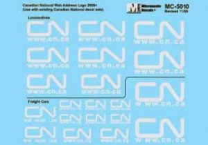 Microscale MC-5010 - HO Canadian National - Grey Web Address Logo - Various Sizes - Decals