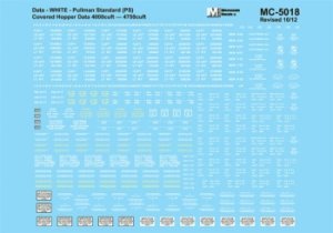 Microscale MC-5018 - HO Pullman Standard (PS) - White Covered Hopper Data - 4750 cu ft - Decals