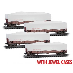 Micro Trains 98302239 - N Scale 100-Ton 3-Bay Ribside Open Hopper w/Tarps 4-Pack - (Jewel Cases) ...