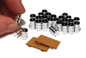 Bachmann 39109 - HO Oil Drums - Kit -- 24 Turned Aluminum Drums & 2 Wood Pallets