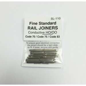 Peco SL110 - HO Code 70, 75, 83 Nickel Silver Rail Joiners - North American-Style (24/pkg)