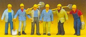 Preiser 10033 - HO Modern Track Workers w/Accessories (6)