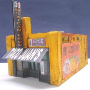 Downtown Deco 1000 - HO Taco Juan's -- Cast-Hydrocal Kit - 4 x 5-1/2in / 10.2 x 14cm