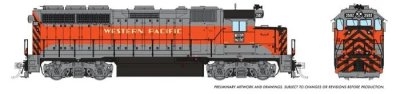 Rapido 40538 - HO EMD GP40 - DCC & Sound - Western Pacific (Zephyr) #3514