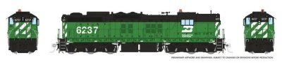 Rapido 50229 - HO EMD SD9 - DC/Silent - Burlington Northern #6237