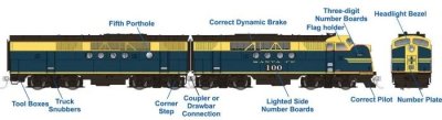 Rapido 53505 - HO EMD FT A+B Set - DC/DCC/Sound - AT&SF (Freight Scheme) #100L + 100A