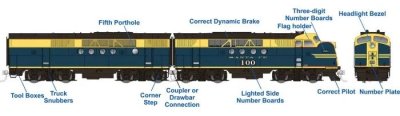 Rapido 53506 - HO EMD FT A+B Set - DC/DCC/Sound - AT&SF (Freight Scheme) #103 + 103A