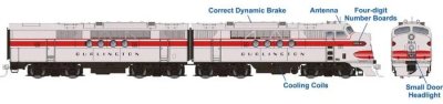 Rapido 53512 - HO EMD FT A+B Set - DC/DCC/Sound - Burlington (CB&Q) #105-A + 105-B