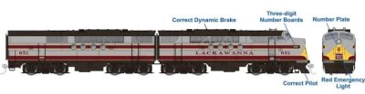 Rapido 53520 - HO EMD FT A+B Set - DC/DCC/Sound - Lackawanna (Grey & Maroon) #654A + 654B