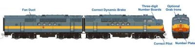 Rapido 53524 - HO EMD FT A+B Set - DC/DCC/Sound - New York Ontario & Western (NYO&W Grey Scheme) ...