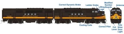 Rapido 53527 - HO EMD FT A+B Set - DC/DCC/Sound - Northern Pacific (NP Pine Tree Scheme) #5402A+ ...