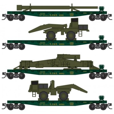 Micro Trains 993 02 204 - N Scale 40ft Flatcars w/Loads - EJ&E (4pk)