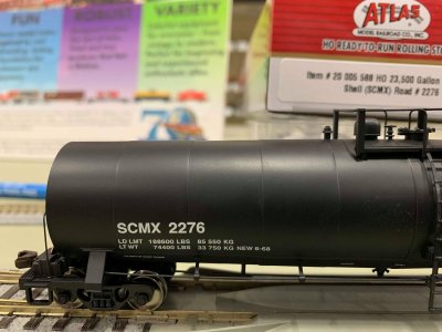 Atlas Model Railroad 20005587 HO 23,500 Gallon Tank Car Shell SCMX No.2262