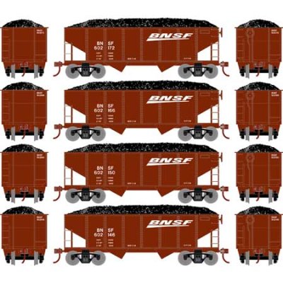 Athearn Roundhouse 1042 - HO 34Ft Ribbed Hopper - BNSF (4 pkg) #1