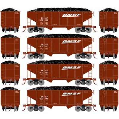 Athearn Roundhouse 1043 - HO 34Ft Ribbed Hopper - BNSF (4 pkg) #2