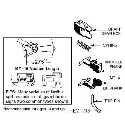 Micro Trains 001 30 013 - N Scale Universal Truck Mount Couplers - Medium T Shank (2 Pairs)