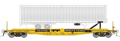 Rapido 138019-6 - HO F30D 50Ft TOFC Flat Car w/ Trailer - TTX (Early Yellow) #475264