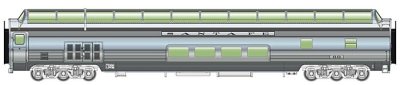 Walthers Proto 14501 - HO RTR 85Ft Budd Big Dome Bar Lounge Dormitory - Lighted - Santa Fe #60