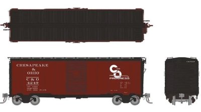 Rapido 180001-1 - HO 1937 AAR 40Ft Boxcar - Square Corner Ends - Chesapeake & Ohio C&O #5001