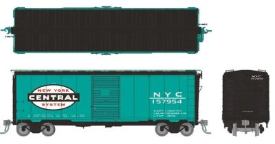 Rapido 181007-4 - HO 1937 AAR 40Ft Boxcar - Round Corner Ends - New York Central (NYC Green) #157...