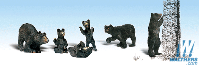 Woodland Scenics 1885 - HO Scenic Accents(R) - Animal Figurines  - Black Bears (6/pkg)