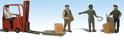 Woodland Scenics 1911 - HO Scenic Accents - Workers with Forklift - 4 Figures