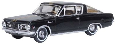 Oxford Diecast 87PB65004 - HO 1965 Plymouth Barracuda - Assembled -- Black, Gold