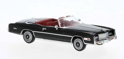 Brekina 19756 - HO 1975 Cadillac Eldorado Convertible - Assembled -- Top Down (black)