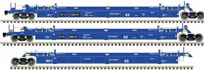 Atlas 20006624 - HO Scale Thrall 53Ft Articulated Well Car Set - TTX (Blue Ex-BRAN) #888873 (3pkg...