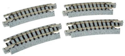 Kato Unitrack 20-101 - N Scale Curved Track - 15-degree Radius - 9-3/4in Radius-(4/pkg)