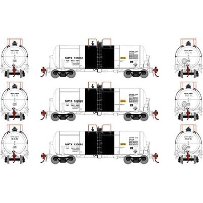 Athearn Genesis G25754 - HO 13,600 Gallon Acid Tank Car - GE Rail Services (NATX) (3pkg)