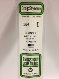 Evergreen Scale Models 264 - Opaque White Polystyrene Channel .125In x 14In (4 pcs pkg)